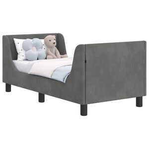 vidaXL Sengestel til tumling med hovedg&aelig;rde M&oslash;rkegr&aring; 70 x 140 cm Fl&oslash;jl