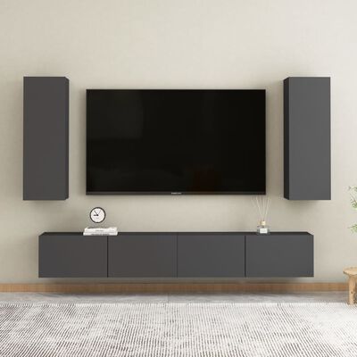 vidaXL tv-bord 30,5x30x90 cm konstrueret træ grå