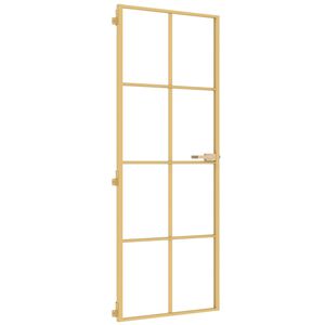 vidaXL indvendig d&oslash;r 76x201,5 cm h&aelig;rdet glas og aluminium guldfarvet