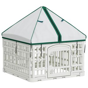 vidaXL 4 Panelers Hundelufter med Tag 60 x 60 x 82 cm Plastik Hvid