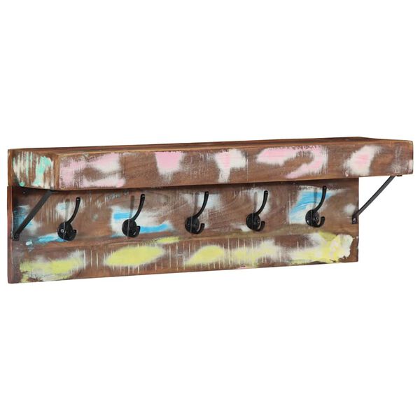 vidaXL Jakkeholder med hylde Brun 73 x 19 x 23 cm Massivt genbrugstr&aelig;