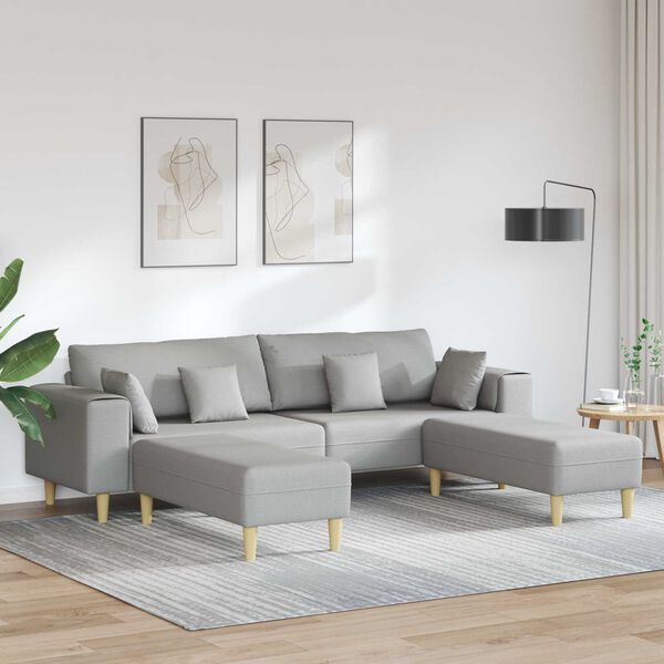 vidaXL Sofa med pude 3 pcs Skygr&aring; Stof