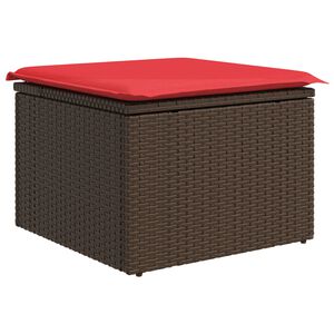 vidaXL haveskammel med hynde brun 55x55x37 cm polyrattan