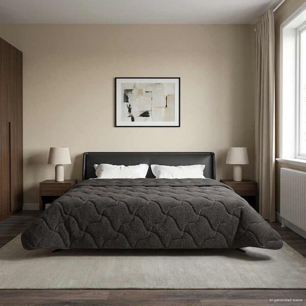 vidaXL Hel&aring;rs dyne Antracit 220 x 240 cm Mikrofiber og Teddy fleece