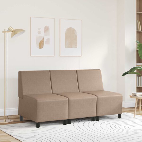 vidaXL | Modulsofa enhed uden arme | Cappuccino 55 x 74 x 82 cm Kunstl&aelig;der