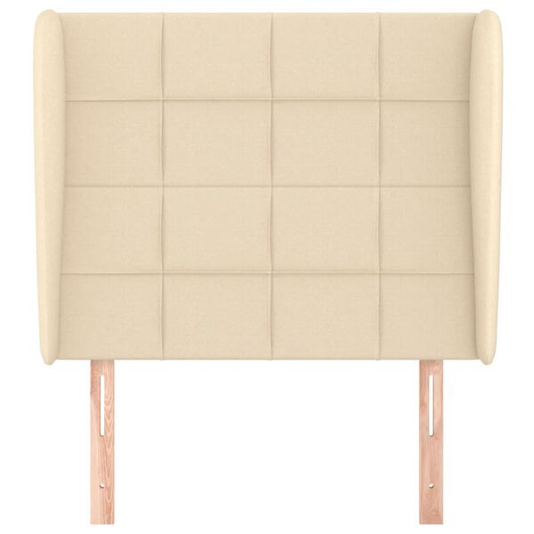 vidaXL sengegavl med kanter 83x23x118/128 cm stof cremefarvet