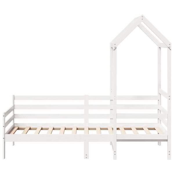 vidaXL daybed med tag 80x200 cm massivt fyrretr&aelig; hvid