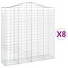 vidaXL buede gabionkurve 8 stk. 200x50x200/220 cm galvaniseret jern