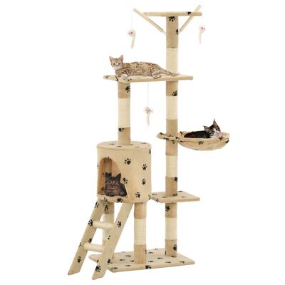 vidaXL kradsetræ til katte med sisal-kradsestolper 138 cm beige poteprint