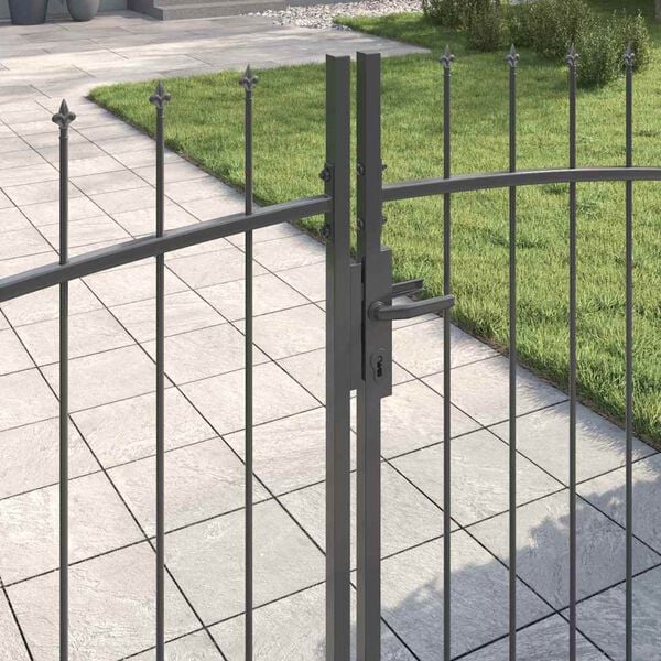 vidaXL Dobbelt Port med l&aring;s Woerden Gr&aring; 400 x 199.5 cm St&aring;l