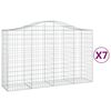 vidaXL buede gabionkurve 7 stk. 200x50x120/140 cm galvaniseret jern