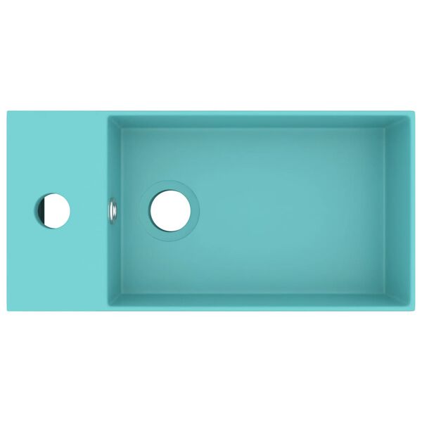 vidaXL h&aring;ndvask med overl&oslash;b til badev&aelig;relse keramik lysegr&oslash;n