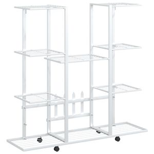 vidaXL blomsterstativ med hjul 94,5x24,5x91,5 cm jern hvid