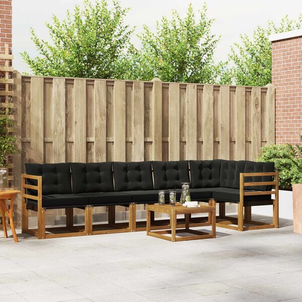 vidaXL Udend&oslash;rs sofagruppe med pude 7 pcs Naturlig og sort