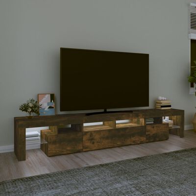 vidaXL tv-skab med LED-lys 230x36,5x40 cm røget egetræ