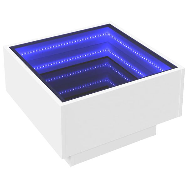 vidaXL sofabord med LED-lys 50x50x30 cm konstrueret tr&aelig; hvid