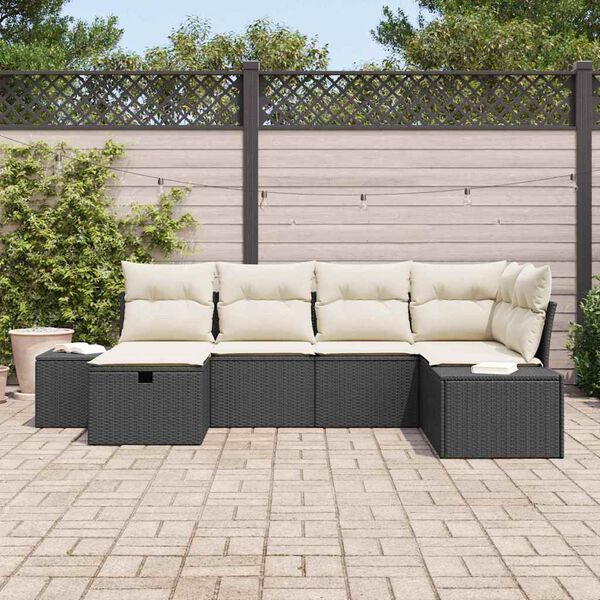 vidaXL Sofa S&aelig;t med pude 7 pcs polyrattan