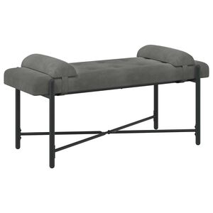 vidaXL Knappet b&aelig;nk med puder M&oslash;rkegr&aring; 110 x 40 x 46 cm Fl&oslash;jl