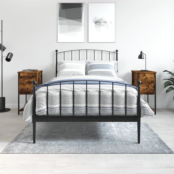 vidaXL sengeborde 2 stk. 32x42x70 cm konstrueret træ røget egetræ