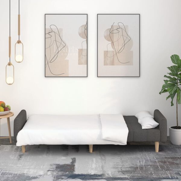 vidaXL 2-personers sovesofa stof m&oslash;rkegr&aring;