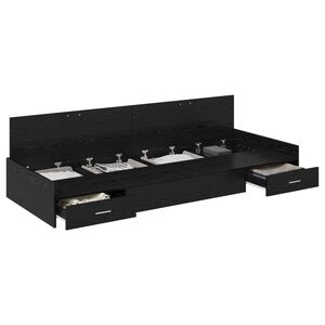 vidaXL Sengestel med skuffe Sort eg 100 x 200 cm Konstrueret tr&aelig;