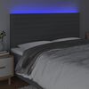 vidaXL sengegavl med LED-lys 160x5x118/128 cm stof m&oslash;rkegr&aring;