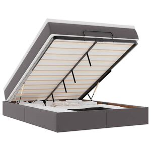 vidaXL osmannisk sengeramme med madras 140x200 cm kunstl&aelig;der gr&aring;