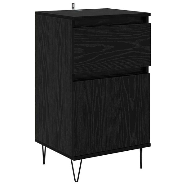 vidaXL Sideboard med skuffe Sort eg 35 x 40 x 70 cm Konstrueret træ