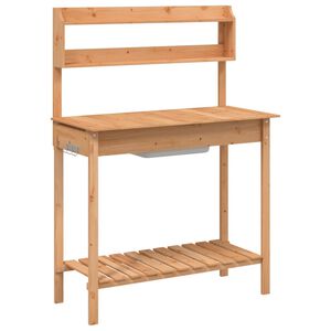 vidaXL potteb&aelig;nk med vask 147,5x44x139,5 cm massivt grantr&aelig; brun
