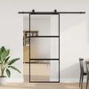 vidaXL skyded&oslash;r med hardwares&aelig;t 90x205 cm h&aelig;rdet glas sort