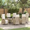 vidaXL Have Spisebordss&aelig;t med pude 7 pcs Beige polyrattan