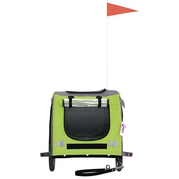 vidaXL cykeltrailer til kæledyr oxfordstof og jern grøn og grå