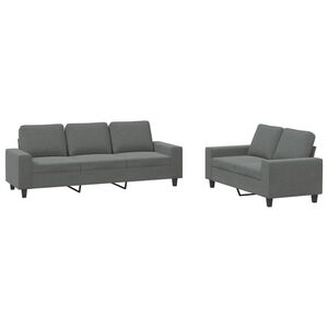 vidaXL sofas&aelig;t 2 dele stof m&oslash;rkegr&aring;