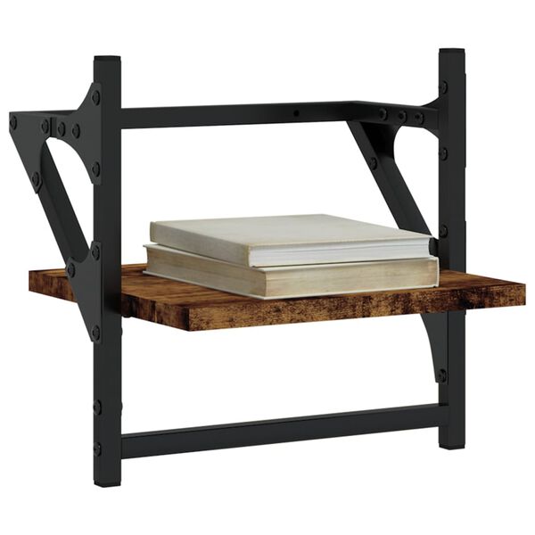 vidaXL væghylder med stænger 2 stk. 30x25x30 cm røget egetræsfarve