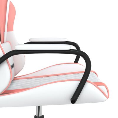 vidaXL gamingstol m. massagefunktion kunstlæder hvid og lyserød
