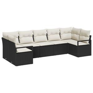 vidaXL Sofa S&aelig;t med pude 7 pcs Sort polyrattan