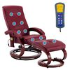 vidaXL massagestol med fodskammel kunstl&aelig;der vinr&oslash;d