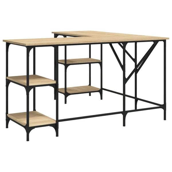 vidaXL skrivebord 139x139x75 cm konstrueret træ sonoma-eg