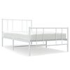 vidaXL sengeramme med sengegavl og fodg&aelig;rde 100x200 cm metal hvid