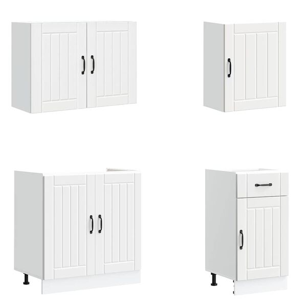 vidaXL 7 dele k&oslash;kkenskabss&aelig;t Lucca konstrueret tr&aelig; hvid