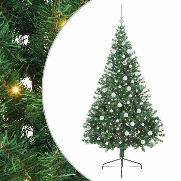 vidaXL Kunstig Forbelyst Juletr&aelig; med 300 LED'er Gr&oslash;n 180 cm PVC