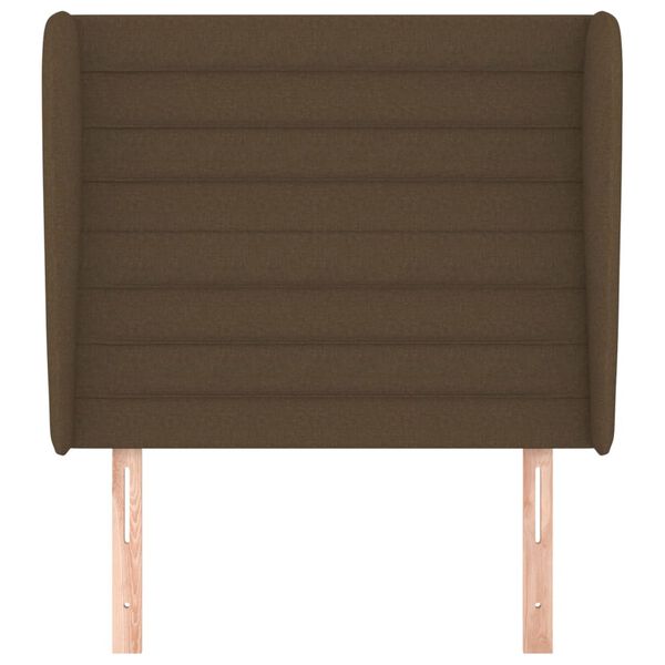 vidaXL sengegavl med kanter 103x23x118/128 cm stof m&oslash;rkebrun