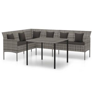 vidaXL spisebordss&aelig;t til haven 2 dele med hynder polyrattan gr&aring;