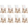 vidaXL Have Stol 8 pcs Brun og hvid 57 x 71,5 x 104 cm Massiv Teaktr&aelig;