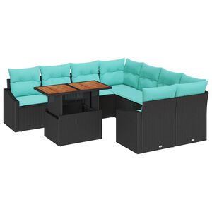 vidaXL Havesofa S&aelig;t 9 stk. 8-Antal s&aelig;der Sort og Teal