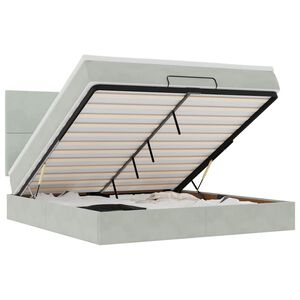 vidaXL osmannisk sengeramme med madrasser 160x200 cm fl&oslash;jl lysegr&aring;