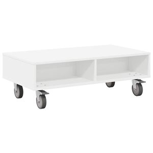 vidaXL Sidebord med hjul Hvid 90 x 50 x 30 cm Konstrueret tr&aelig;