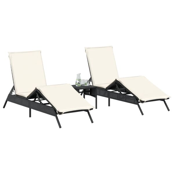 vidaXL liggestole 2 stk. med hynder polyrattan sort