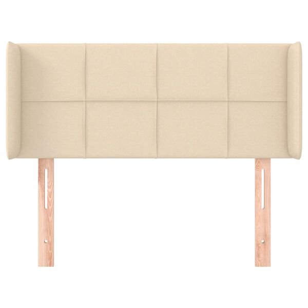 vidaXL sengegavl med kanter 83x16x78/128 cm stof cremefarvet