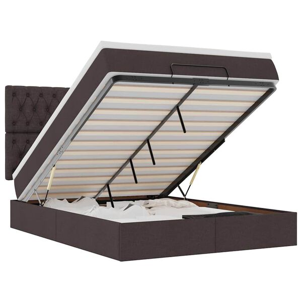 vidaXL osmannisk sengeramme med madras 140x190 cm stof m&oslash;rkebrun
